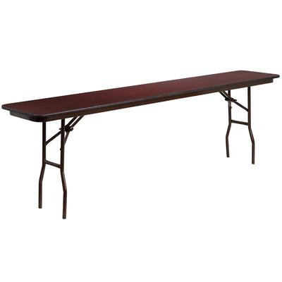 Flash Furniture YT-1896-HIGH-WAL-GG Rectangular Folding Table w/ High Pressure Mahogany Laminate Top - 96"W x 18"D x 30"H, Brown