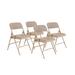 National Public Seating 2201 Folding Chair w/ CafÃ© Beige Fabric Back & Seat - Steel Frame, Beige, Green