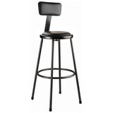 National Public Seating 6430B-10 Round Stool w/ Black Vinyl Padded Back & Black Vinyl Padded Seat, Black