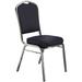 National Public Seating 9364-SV Stacking Chair w/ Diamond Pattern Navy Fabric Back & Seat - Steel Frame, Silver Vein, Green