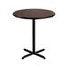 National Public Seating CT12424XCMY 24" Round Counter Height Table - Mahogany Laminate Top, Black Metal Base