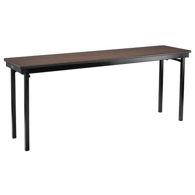 National Public Seating MSFT1896PWEBWT Folding Table w/ Montana Walnut Laminate Top & Black Steel Frame - 96"L x 18"W x 29"H