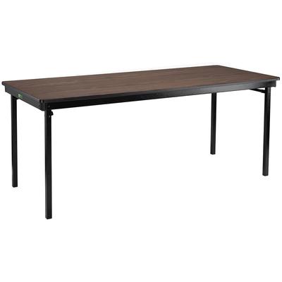 National Public Seating MSFT3696PWEBWT Folding Table w/ Montana Walnut Laminate Top & Black Steel Frame - 96"L x 36"W x 29"H