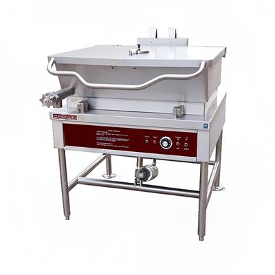Crown Steam GLTS-40 40 gal. Tilt Skillet - Open Base, Polished Pan, Strainer, Natural Gas, Stainless Steel, Gas Type: NG