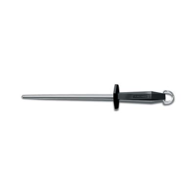 Victorinox 7.8991.5 10" Round Sharpening Steel w/ Loose Ring, Smooth Polished, Black Handle