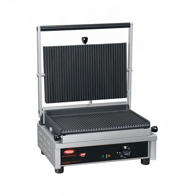 Hatco MCG14G Single Commercial Panini Press w/ Cast Iron Grooved Plates, 240v/1ph, Stainless Steel