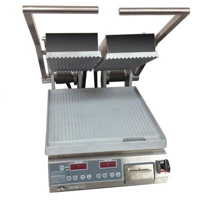 Star PGT14D Double Commercial Panini Press w/ Aluminum Grooved Plates, 240v/1ph, Grooved Aluminum Plates, Split Top, Stainless Steel