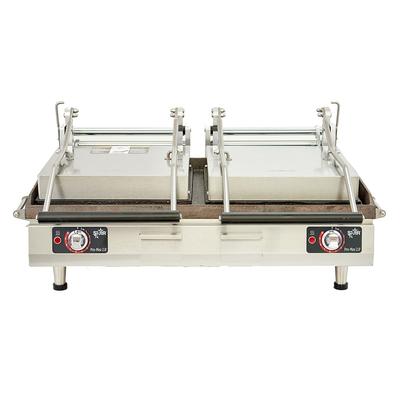 Star PGC28I Double Commercial Panini Press w/ Cast Iron Grooved Plates, 240v/1ph, Grooved Cast Iron Plates, Stainless Steel