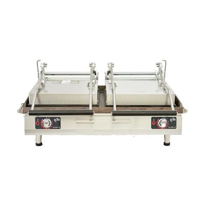 Star PGC28IE Double Commercial Panini Press w/ Cast Iron Grooved Plates, 240v/1ph, 28", Grooved Cast Iron Plates, Stainless Steel