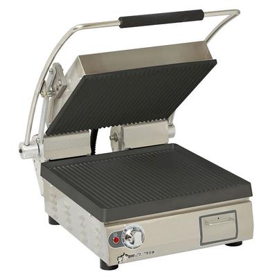 Star PGT14I Single Commercial Panini Press w/ Cast Iron Grooved Plates, 120v, Grooved Cast Iron Plates, Stainless Steel