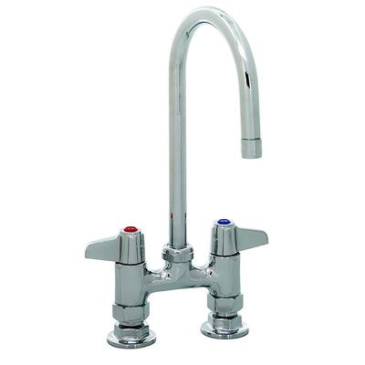 T&S 5F-4DLX05 Deck Mount Faucet - 5 1/2" Swivel Gooseneck Spout, 4" Centers