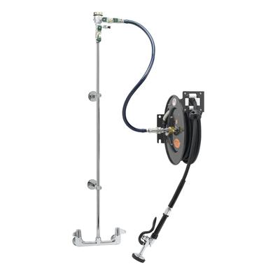 T&S 5HR-232-01XE1 Open Hose Reel Assembly w/ 35 ft Hose & Mixing Faucet, 1/2" Female Inlets, Black