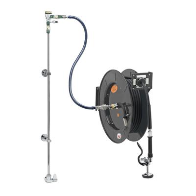 T&S 5HR-242-01XE2 Single Temperature Open Hose Reel Assembly w/ 50 ft Hose & Mixing Faucet, 1/2" Female Inlet, Black