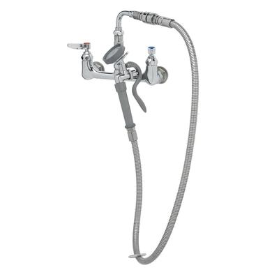 T&S B-0167-01 Splash Mount Faucet - 54" Hose, 8" Centers, Stainless Steel