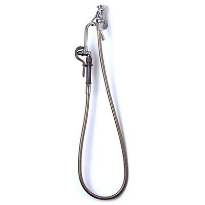 T&S B-0601 Splash Mount Pot Filler Faucet w/ 60" Hose & Hook Nozzle, Stainless Steel