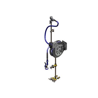 T&S B-7122-C01XS2 35 ft Open Hose Reel Assembly w/ 3" Concealed Mixing Faucet - 3/8" NPT, Silver