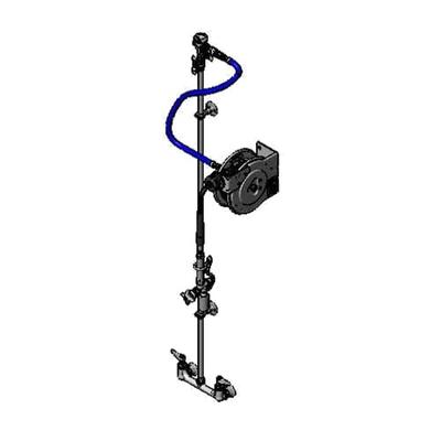 T&S B-7102-U1CXS1E 12 ft Open Hose Reel Assembly w/ 8" Wall Mount Mixing Faucet - 1/2" NPT, Silver