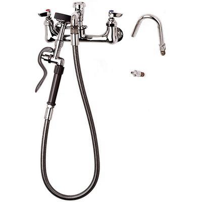 T&S B-2312 Wall Mount Pot Filler Faucet w/ 44" Hose & Hook Nozzle, Stainless Steel