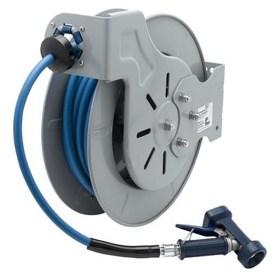 T&S B-7242-02 Open Hose Reel w/ 50 ft Hose, 3/8" ID & Rear Trigger Water Gun, Gray