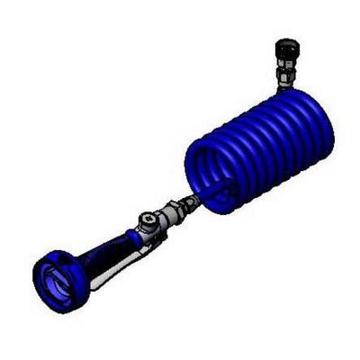 T&S PJ-108H-CH01 Hi Flow Jet Spray w/ Blue Coiled Polyurethane Hose, High-Flow Spray Valve
