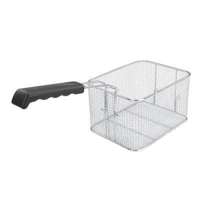 Winco EFST-P30 Fryer Basket w/ Coated Handle & Front Hook, 11 1/2" x 8" x 6", Black