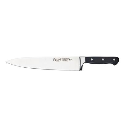 Winco KFP-100 10" Chef Knife w/ Forged Carbon German Steel, 1 Piece Full Tang, Stainless Steel