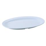 Winco MMPO-138W 13" x 8-1/2" Oval Platter - Melamine, White, Narrow Rim
