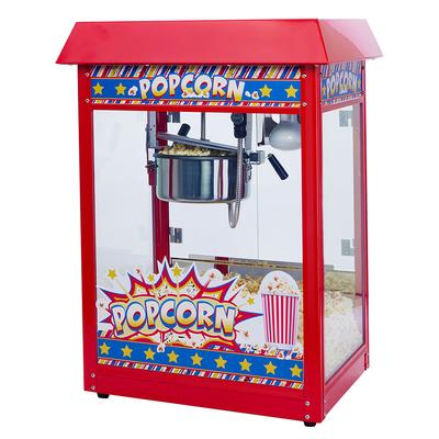 Winco POP-8R Showtime Popcorn Machine w/ 8 oz Kettle - Red, 120v, 8-oz. Kettle, Stainless Steel
