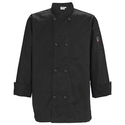 Winco UNF-6KL Mulholland Chef's Jacket w/ Long Sleeves - Poly/Cotton, Black, Large