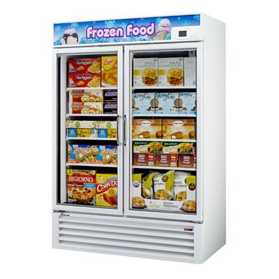 Turbo Air TGF-49F-N 54 3/8" 2 Section Display Freezer w/ Swing Doors - Bottom Mount Compressor, White, 115v, Bottom-Mount Compressor
