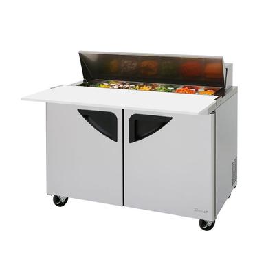 Turbo Air TST-48SD-12-N 48 1/4" Super Deluxe Sandwich/Salad Prep Table w/ Refrigerated Base, 115v, 12 Cu. Ft., 2 Doors, Stainless Steel