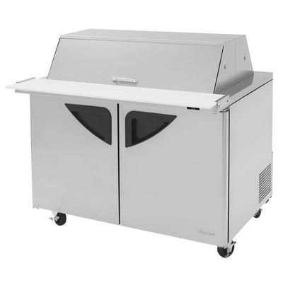 Turbo Air TST-48SD-18-N-DS 48 1/4" Super Deluxe Mega Top Dual Sided Sandwich/Salad Prep Table w/ Refrigerated Base, 115v, Stainless Steel