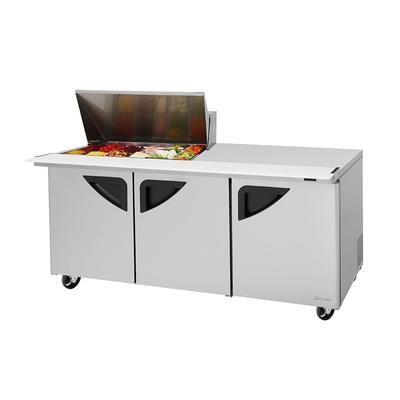 Turbo Air TST-72SD-15M-N 72 5/8" Super Deluxe Mega Top Sandwich/Salad Prep Table w/ Refrigerated Base, 115v, 3 Sections, Stainless Steel