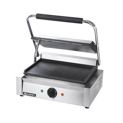 Adcraft SG-811E/F Single Commercial Panini Press w/ Cast Iron Smooth Plates, 120v, Stainless Steel