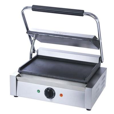 Adcraft SG-811E/F Single Commercial Panini Press w/ Cast Iron Smooth Plates, 120v, Stainless Steel