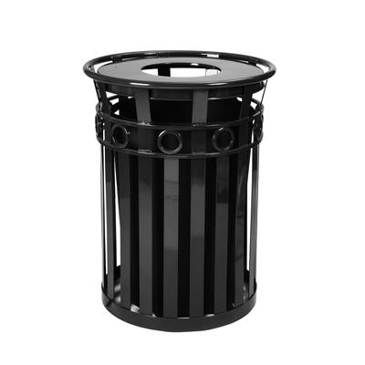 Witt M3600-R-FT-BK Oakley 40 Gallon Outdoor Flat Bar Trash Can w/ Flat Top Lid, Black