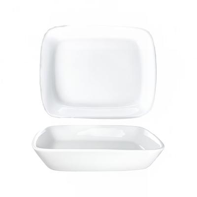 ITI QP-86 8" x 6 1/2" Rectangular Quad Platter - Porcelain, European White