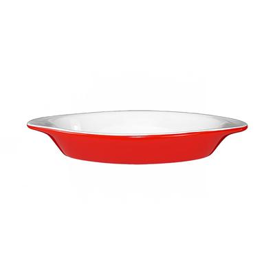 ITI WRO-8-EW-CR 8 oz. Oval, Welsh Rarebit - Stoneware, Crimson Red/European White