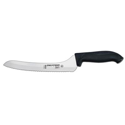 Dexter Russell S360-9SC-PCP 9" Stamped Slicer Knife w/ Scalloped Edge, Carbon Steel, Black