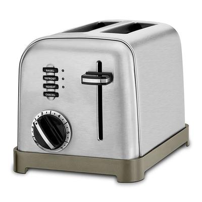 Cuisinart CPT-160WH 2 Slice Toaster w/ 1 1/2" Slots - 3 Controls & 7 Setting Dial, Stainless/Black, 2 Slots, Cord Wrap, Silver, 120 V