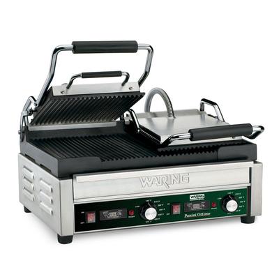 Waring WPG300T Panini Ottimo Double Commercial Panini Press w/ Cast Iron Grooved Plates, 240v/1ph, w/ Timer, 17