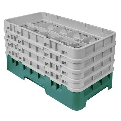Cambro 10HS800119 Camrack Glass Rack - (4)Extenders, 10 Compartments, Sherwood Green, 4 Extenders, Green/Soft Gray