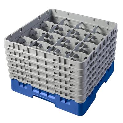 Cambro 16S1114168 Camrack Glass Rack w/ (16) Compartments - (6) Gray Extenders, Blue, 6 Extenders