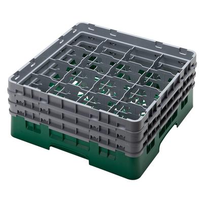 Cambro 16S638119 Camrack Glass Rack w/ (16) Compartments - (3) Gray Extenders, Sherwood Green, 3 Soft Gray Extenders