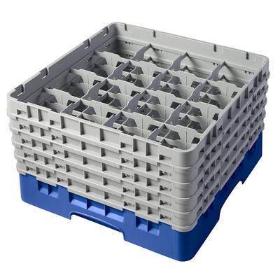 Cambro 16S958168 Camrack Glass Rack w/ (16) Compartments - (5) Gray Extenders, Blue, 5 Extenders, Blue Base