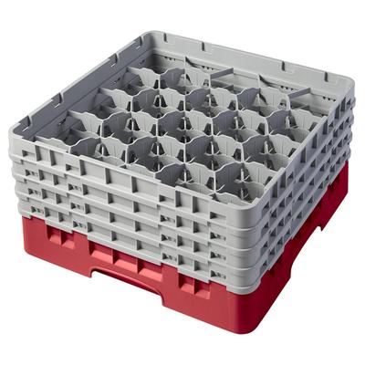 Cambro 20S800163 Camrack Glass Rack w/ (20) Compartments - (4) Gray Extenders, Red, 4 Soft Gray Extenders, Full Size