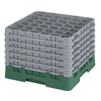 Cambro 36S1214119 Camrack Glass Rack w/ (36) Compartments - (6) Gray Extenders, Sherwood Green, 6 Soft Gray Extenders