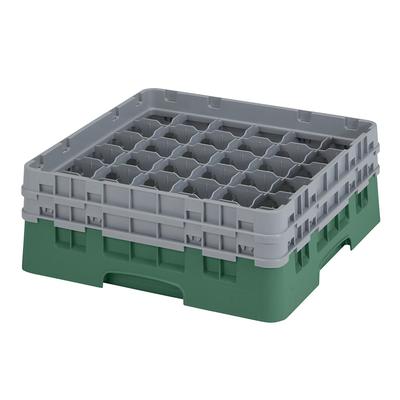Cambro 36S434119 Camrack Glass Rack w/ (36) Compartments - (2) Gray Extenders, Sherwood Green, Low Profile