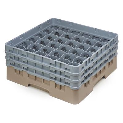 Cambro 36S638184 Camrack Glass Rack w/ (36) Compartments - (3) Gray Extenders, Beige, 36 Compartments, Full Size
