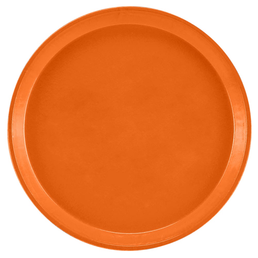Cambro 900220 9" Round Serving Camtray - Fiberglass, Citrus Orange, 12/Case